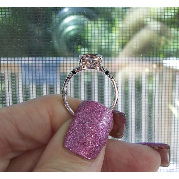 925 STERLING SILVER Chocolate Cubic Zirconia With Butterfly Sides Ring - Picture 7 of 16